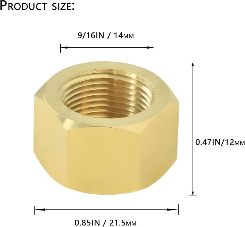 AimatRun 9/16" Female Threaded Plug End Cover, Brass Hex Socket End Cover Fitting, Blanked Stop Nut Cover, Globe Valve Cover. For angle valves, kitchen faucets, RV water pipe joints. 2 pieces. - Image 3